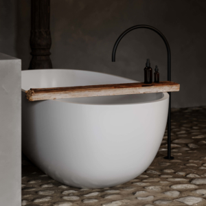 Modern COCOON bathtub with tall faucet unattached