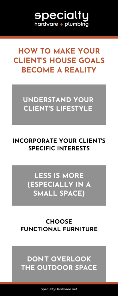 infographic describing how an interior designer can make the house goals of their client a reality